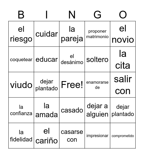 Relaciones Personales Bingo Card