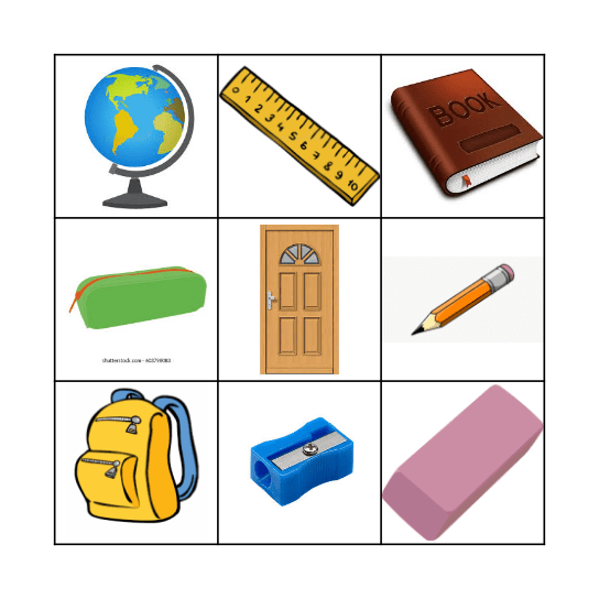 Classroom Objects Bingo Card