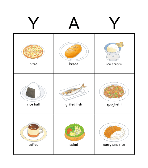 FOOD Bingo Card