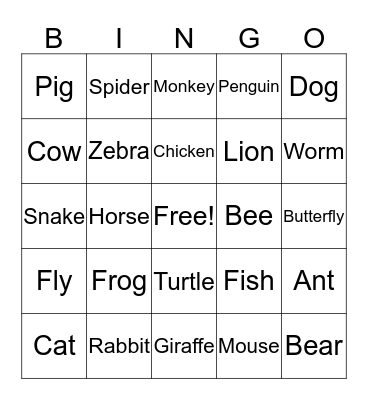 Farm Bingo Card