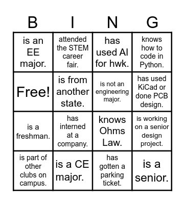 Find someone who... Bingo Card