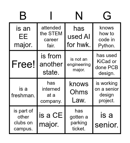 Find someone who... Bingo Card