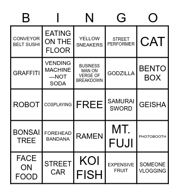JAPAN Bingo Card