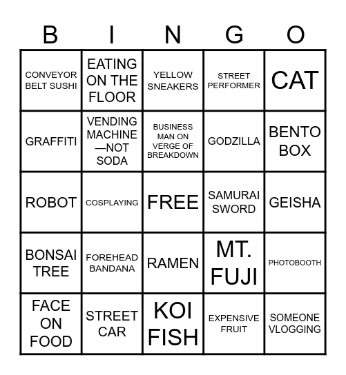 JAPAN Bingo Card