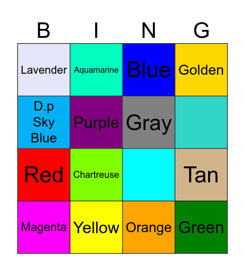 Color Bingo I - IIV Bingo Card