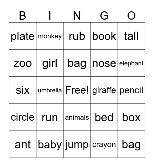 Unit1,2,3 Bingo! Bingo Card