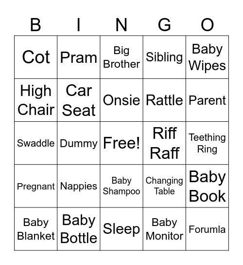 Baby Bingo Card