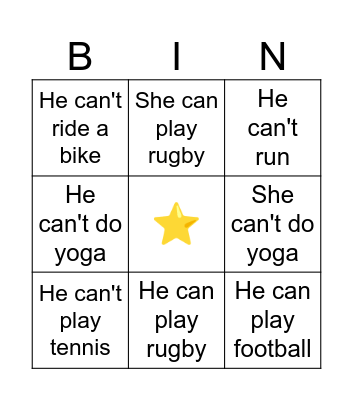 ⚽Sports abilities🏈 Bingo Card