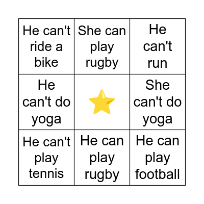 ⚽Sports abilities🏈 Bingo Card