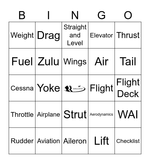 Aviation Bingo Card