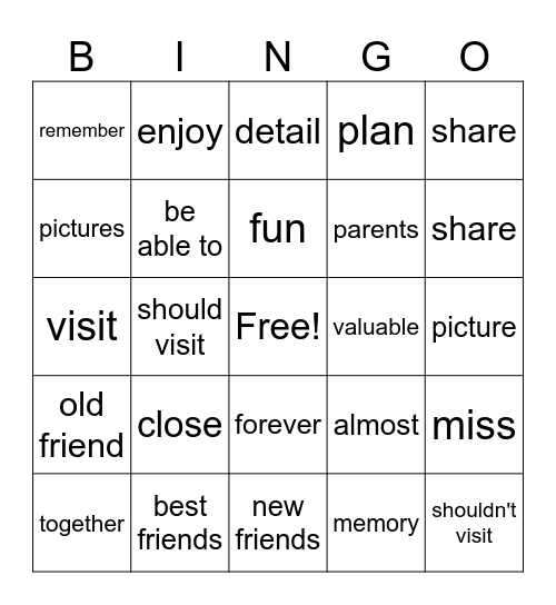 JB1 Bingo Card