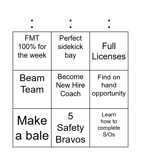 Freight #1 Bingo Card