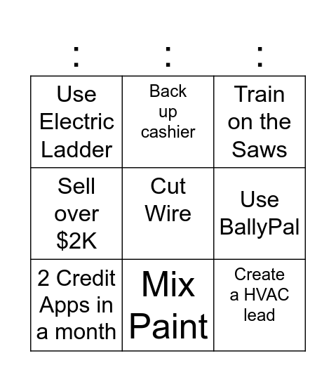 Freight #1 Bingo Card