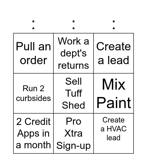 Freight #1 Bingo Card