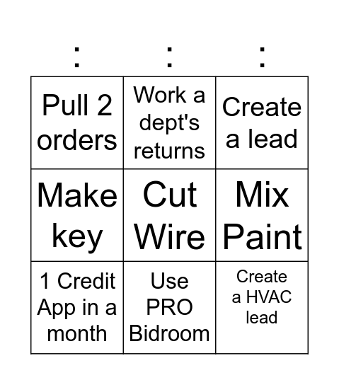 Freight #1 Bingo Card