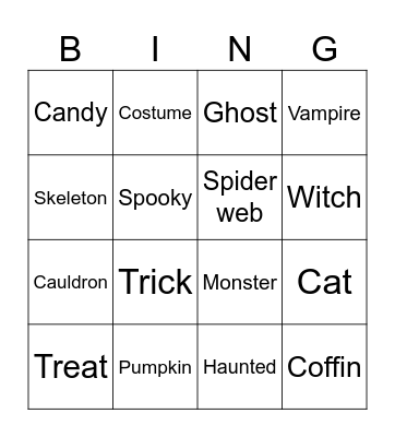 Halloween Bingo Card