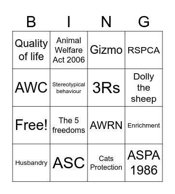 AW Bingo Card