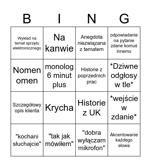 🐻  Bingo Card