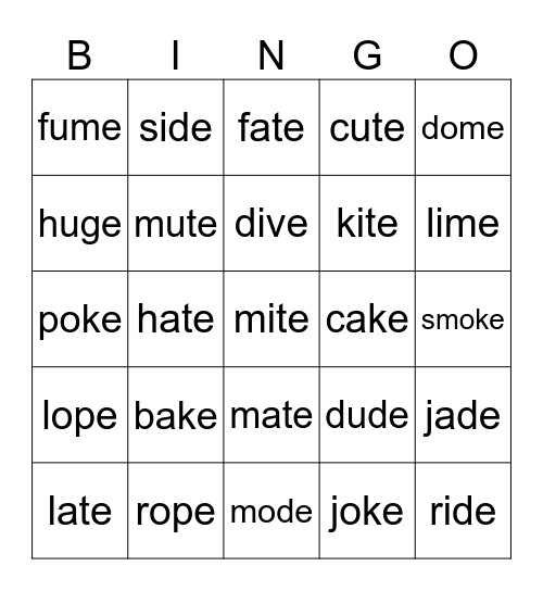 CVCE Bingo Card