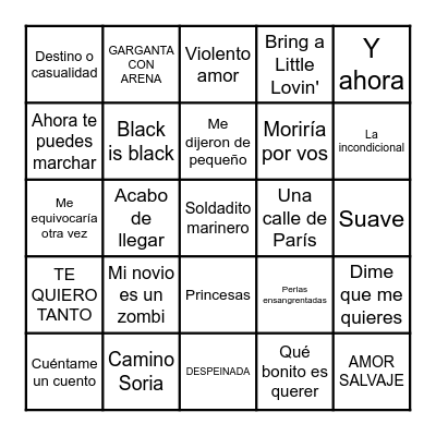 BINGO MUSICAL Bingo Card