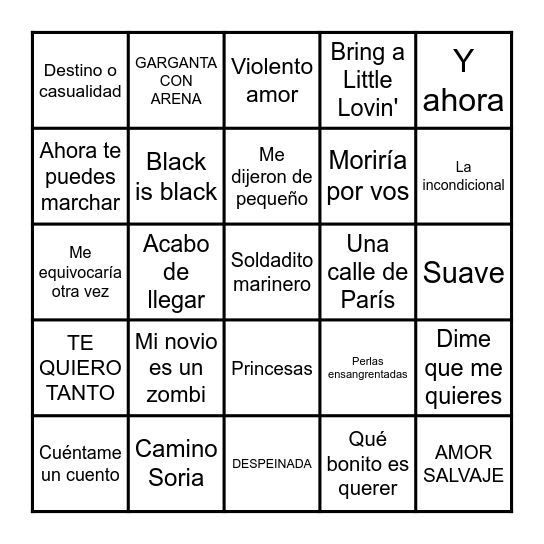 BINGO MUSICAL Bingo Card