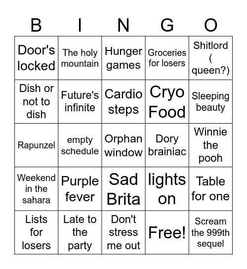 Nanou's return Bingo Card