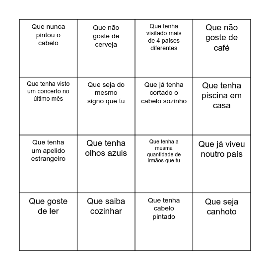 Encontra alguém... Bingo Card