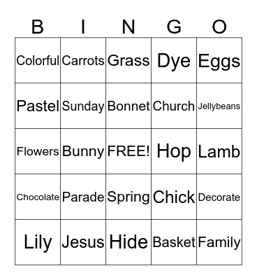 Easter Bingo Card