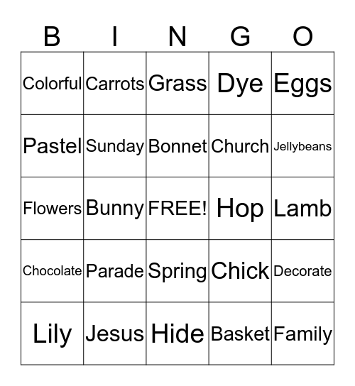 Easter Bingo Card