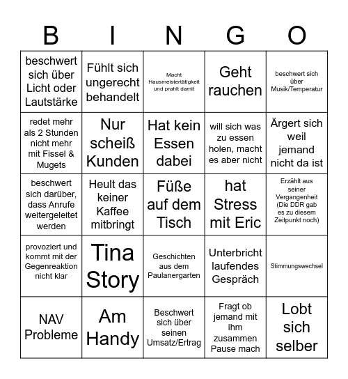 Schiller Bingo Card