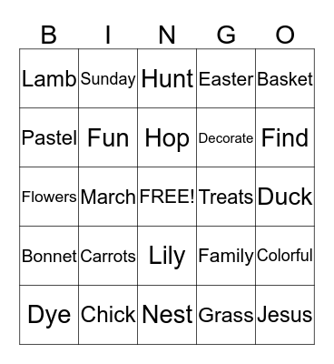 Easter Bingo Card