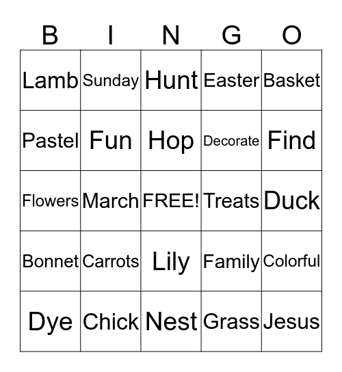 Easter Bingo Card