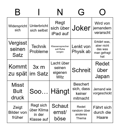 Luther Bingo Card