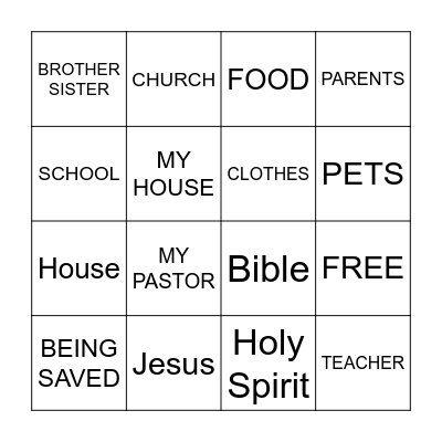 THANKFUL Bingo Card