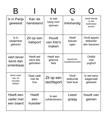 Kennismakingsbingo HA2B Bingo Card