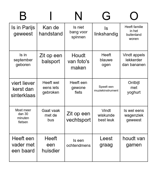 Kennismakingsbingo HA2B Bingo Card