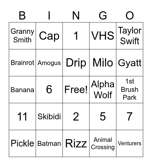Skibidi B ·I ·N ·G ·O Bingo Card