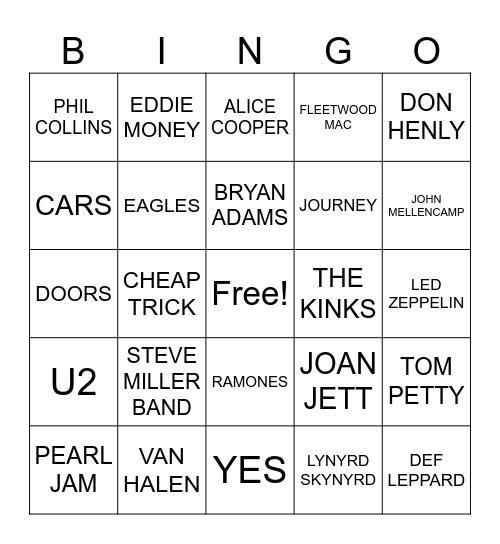 Wave 104.1 and Hot Talk 99.5 WRNN Big Chill Music Bingo Card