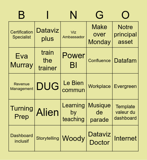 French TUG #11 Bingo Card