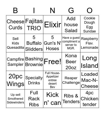 Wild Bill's Bingo Card