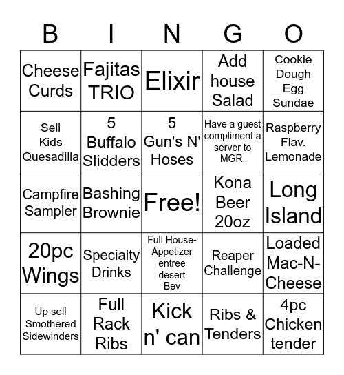 Wild Bill's Bingo Card