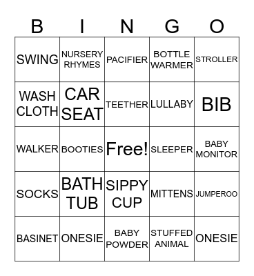 BABY SHOWER BINGO Card