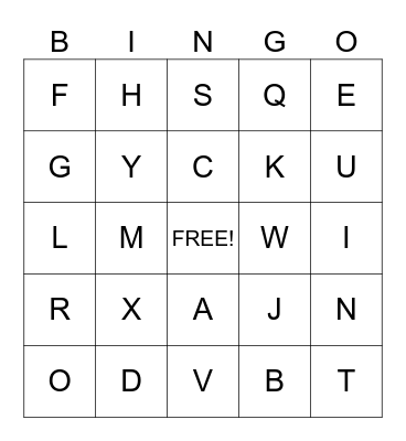 Alphabet Bingo! Bingo Card