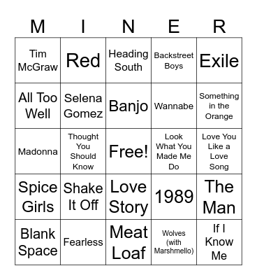 Music Bingo Card