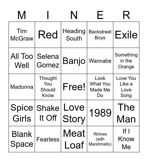 Music Bingo Card