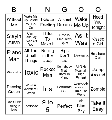 Musical Bingo Card