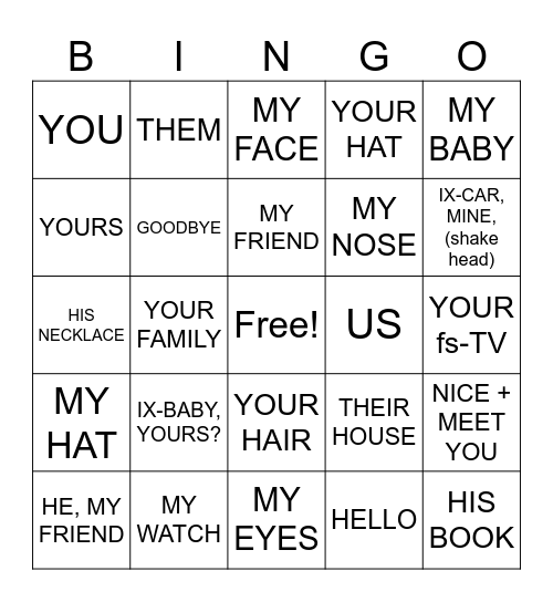 ASL 1 Unit 1 Bingo Card