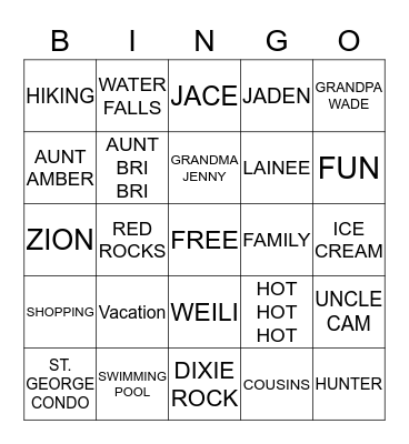Saint George 2016 Bingo Card