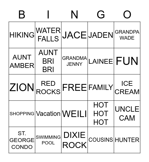 Saint George 2016 Bingo Card