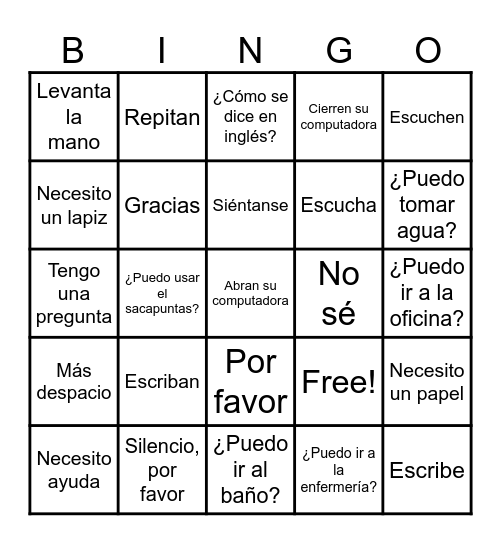 Los Mandatos Bingo Card